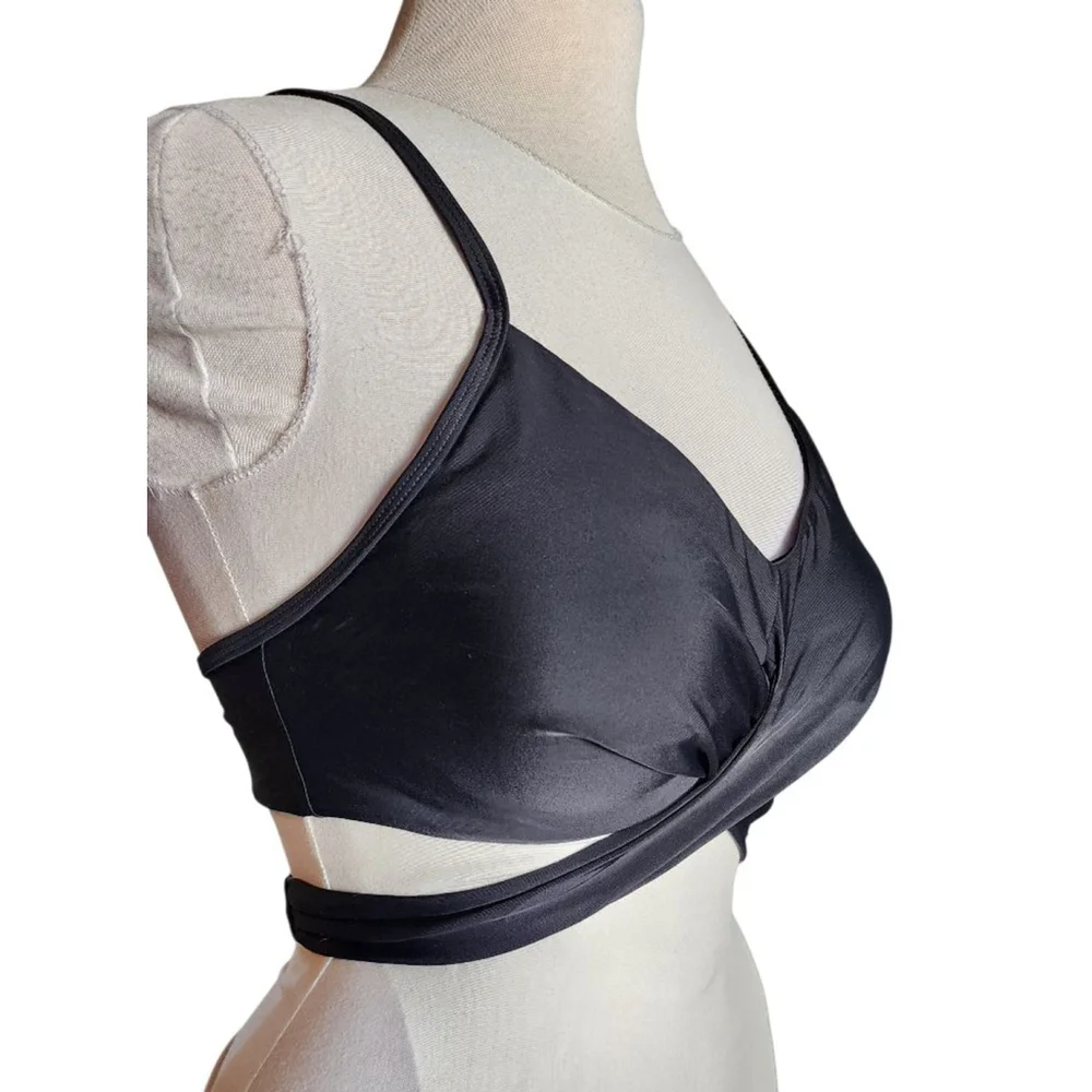 Sexy Black Wrap Around Tie Bikini Top Women's L